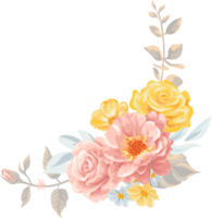 Rose Flower and botanical leaf digital painted png