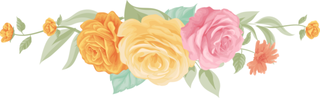 Rose Flower and botanical leaf digital painted png