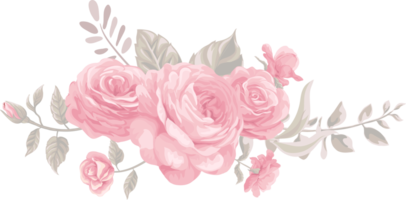 Rose Flower and botanical leaf digital painted png