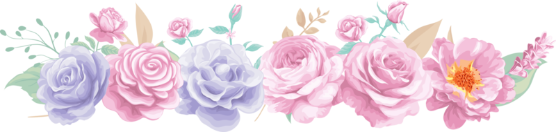 Rose Flower and botanical leaf digital painted png