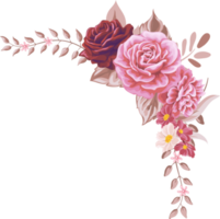 roze bloem en botanisch blad digitaal geschilderd png