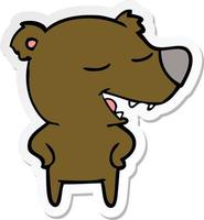 sticker of a cartoon bear vector