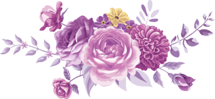 Rose Flower and botanical leaf digital painted png