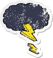 retro distressed sticker of a cartoon thundercloud vector