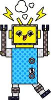 comic book style cartoon happy robot vector