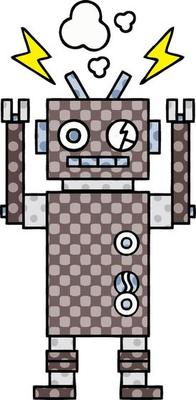 comic book style cartoon malfunctioning robot