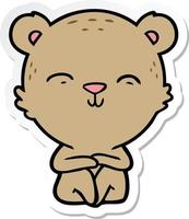 sticker of a happy cartoon bear sitting vector