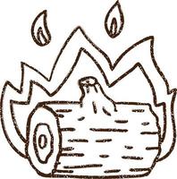 Burning Log Charcoal Drawing vector