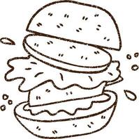 dibujo al carbón de hamburguesa vector