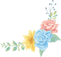 Rose Flower and botanical leaf digital painted png