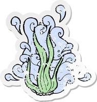 pegatina retro angustiada de una alga marina de dibujos animados vector