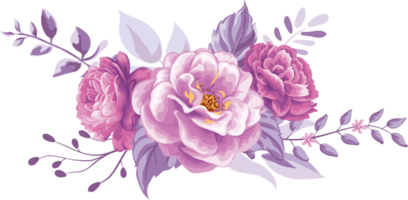 rosa blomma och botaniska blad digital målade png