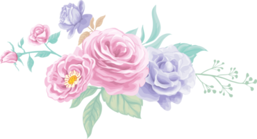 Rose Flower and botanical leaf digital painted png