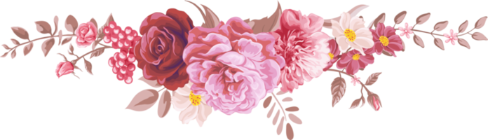 Rose Flower and botanical leaf digital painted png