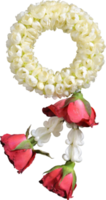 guirlande de jasmin symbole de la fête des mères en thaïlande sur fond blanc avec un tracé de détourage png
