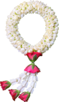 guirnalda de jazmín símbolo del día de la madre en Tailandia sobre fondo blanco con trazado de recorte