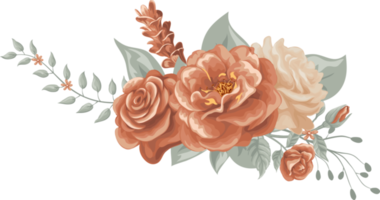 rosa blomma och botaniska blad digital målade png