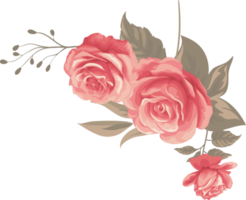 rosa blomma och botaniska blad digital målade png