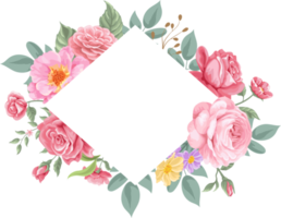 fiore di rosa e foglia botanica dipinta in digitale
