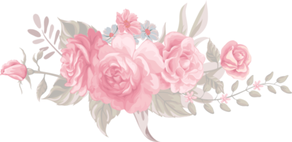 Rose Flower and botanical leaf digital painted png