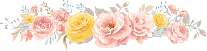 fleur rose et feuille botanique peinte numériquement png