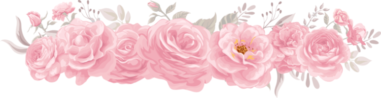 rosa blomma och botaniska blad digital målade png