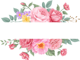 Rose Flower and botanical leaf digital painted png