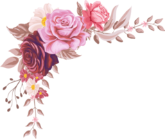 Rose Flower and botanical leaf digital painted png