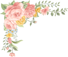 Rose Flower and botanical leaf digital painted png