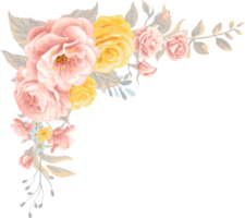 Rose Flower and botanical leaf digital painted png