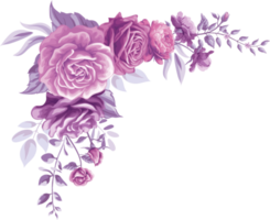 Rose Flower and botanical leaf digital painted png