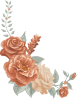 Rose Flower and botanical leaf digital painted png