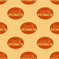 Seamless pattern with the text sweet honey, logo for honey production, pattern for packaging honey products vector