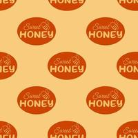 Seamless pattern with the text sweet honey, logo for honey production, pattern for packaging honey products vector