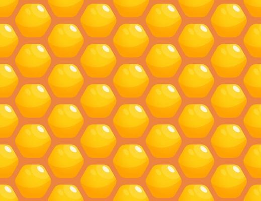 Seamless pattern with cartoon bright honeycombs. Ideal for packaging with honey products