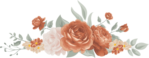 rosa blomma och botaniska blad digital målade png