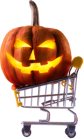 abóboras de halloween no carrinho de compras png