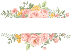 Rosenblüte und botanisches Blatt digital gemalt png