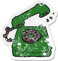 distressed sticker of a cartoon old telephone vector