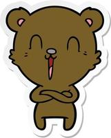 sticker of a happy cartoon bear vector