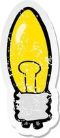 retro distressed sticker of a cartoon electric light bulb vector