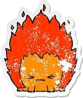 distressed sticker of a cartoon fire creature vector