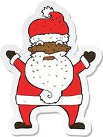 sticker of a cartoon stressed out santa vector