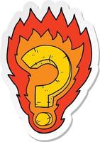 sticker of a cartoon flaming question mark vector