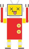 flat color retro cartoon robot vector