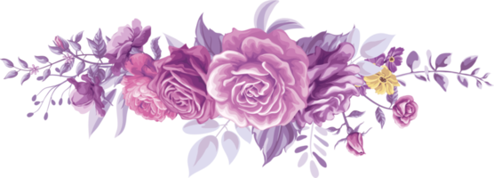 Rose Flower and botanical leaf digital painted png