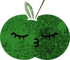 retro illustration style cartoon juicy apple vector