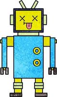 retro grunge texture cartoon robot vector