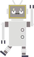 flat color retro cartoon robot vector