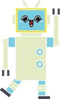 flat color retro cartoon robot vector